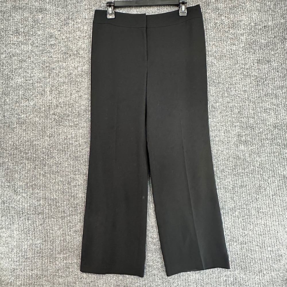 Ann Taylor Dress Pants Women 8 Black Excellent Wide Leg High Rise Flat Front